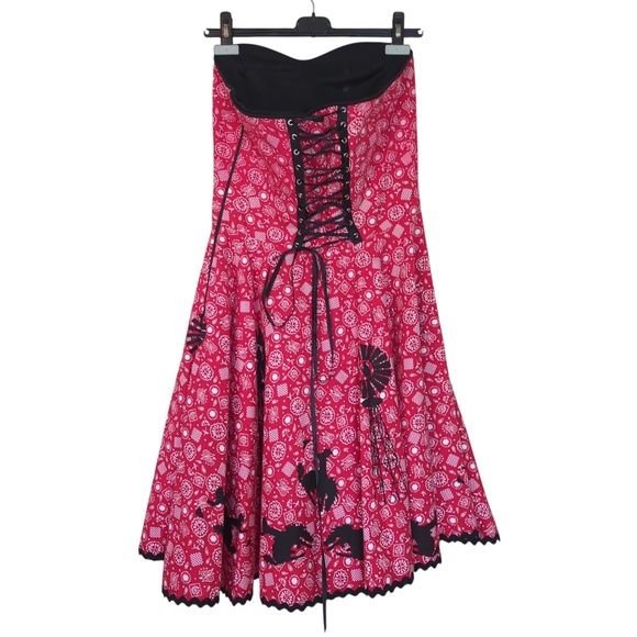 Vintage Rockabilly Red Bandana Western Dress Strapless Cowgirl Rodeo 50s Style - Picture 13 of 13